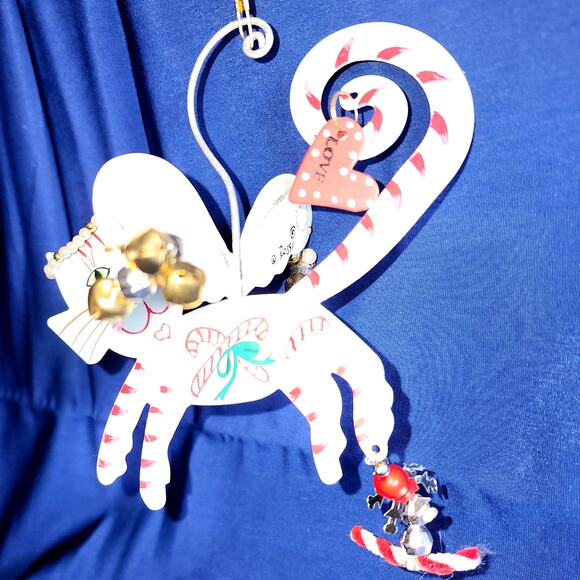 Karen rossi kitty Peppermint Angel Cat Christmas metal ornament - Picture 3 of 5
